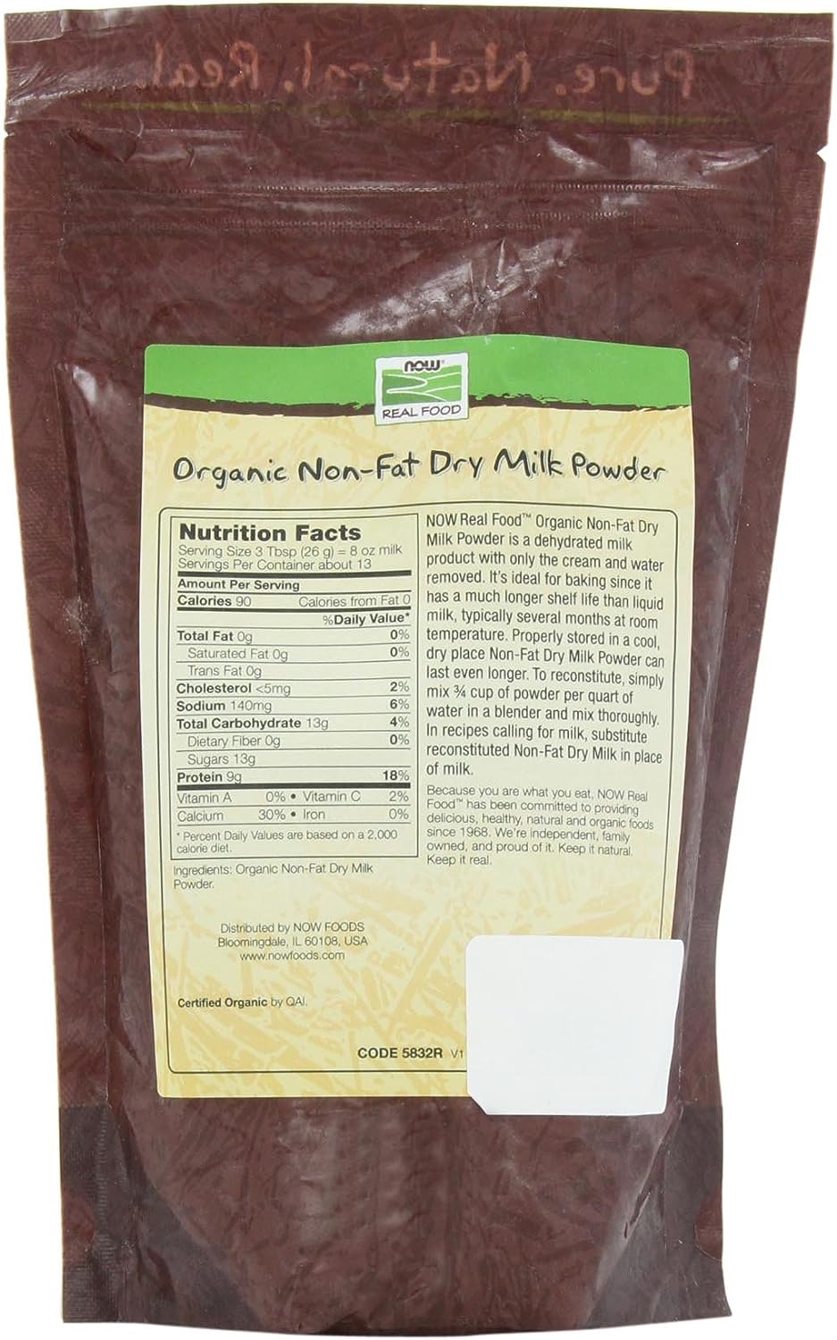 NOW Foods Non Fat Dry Milk Powder Organic, 12-Ounce (Pack of 2) - Image 2
